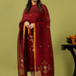 Handwoven Jamdani Linen Unstitched 2-piece Kurti | Deep Red