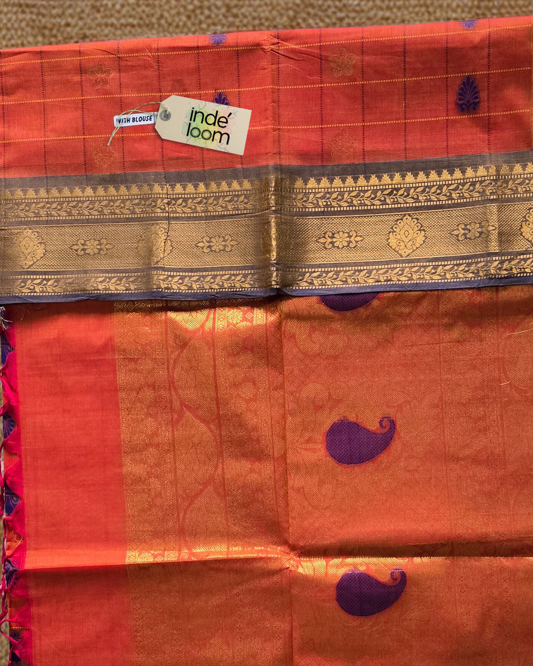 Kanchi Cotton|orange & grey