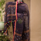 Smokey Black Pure Linen Suit 2 Piece Set Kurti & Dupatta (UNSTITCHED) -624