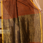 Pure Handloom Linen Saree | Rust Brown