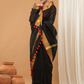Linen Sequin Jamdani Saree With Super Black -004