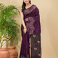 Matka Silk Jamdani Saree With Wine Purple - 025