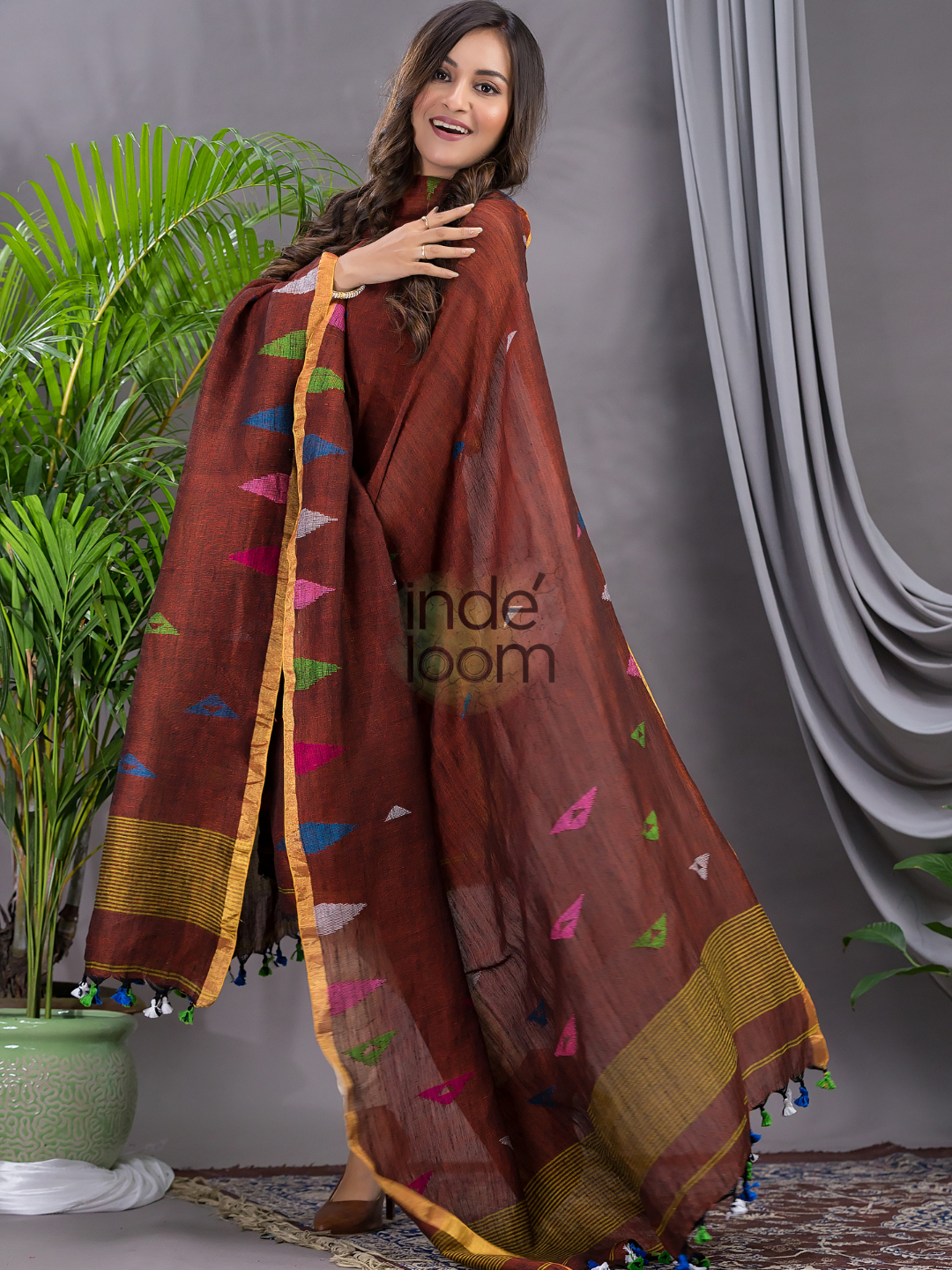 Ruby Red Linen X Linen 2-Piece Set Kurti & Dupatta (UNSTITCHED) - 118