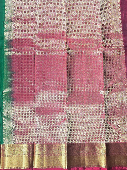 Traditional Kanjivaram Semi Silk Sarees | Emerald Green