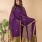Wine Purpule  Linen X Linen 2-Piece Set Kurti & Dupatta (UNSTITCHED) - 113