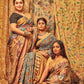 Traditional Handpainted Pen Kalamkari Tussar Silk Saree  |  Sky Blue