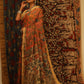 Fire Orange Floral Tussar Silk Kalamkari Saree - 025