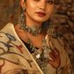Cream White Floral Bangalore Silk Kalamkari Saree - 026