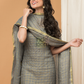 Silver Grey color Jamdani 2-Piece Set Kurti & Dupatta (UNSTITCHED) - 155