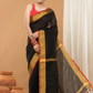 Linen Sequin Jamdani Saree With Super Black -004