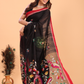 Matka Silk Jamdani Saree With True Black - 149