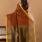 Pure Handloom Linen Saree | Rust Brown