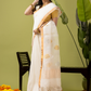 Pure Jamdani Linen Saree | Snow White  and White  | Half and Half style with Contrast Border
