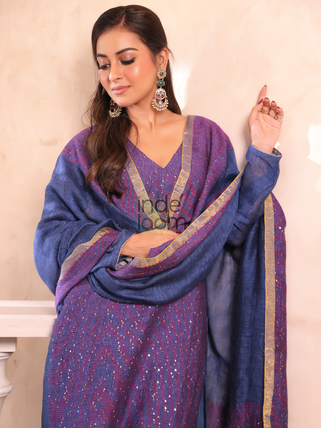 Grape Purple Linen X Linen 2-Piece Set Kurti & Dupatta (UNSTITCHED) - 303