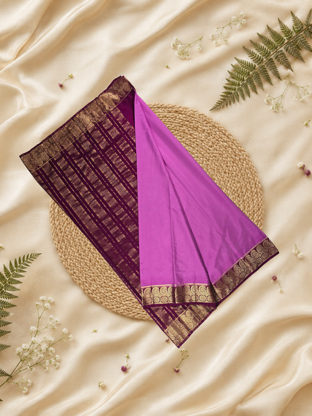 Mysore Silk Saree With Pastel Purple