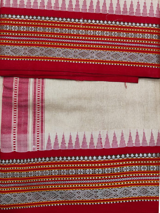 Handwoven Pure Vidarbha Tussar Silk Saree  |  Cherry Red