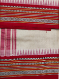 Handwoven Pure Vidarbha Tussar Silk Saree  |  Cherry Red