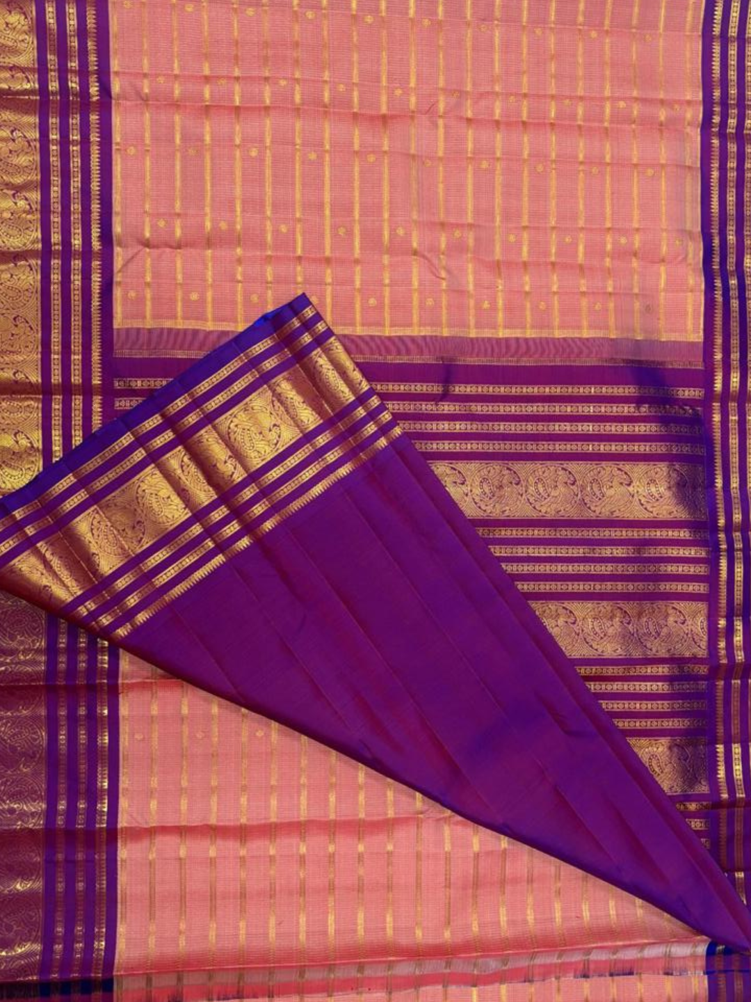 Handwoven Pure Gadwal Silk Saree  |  Terracotta Red