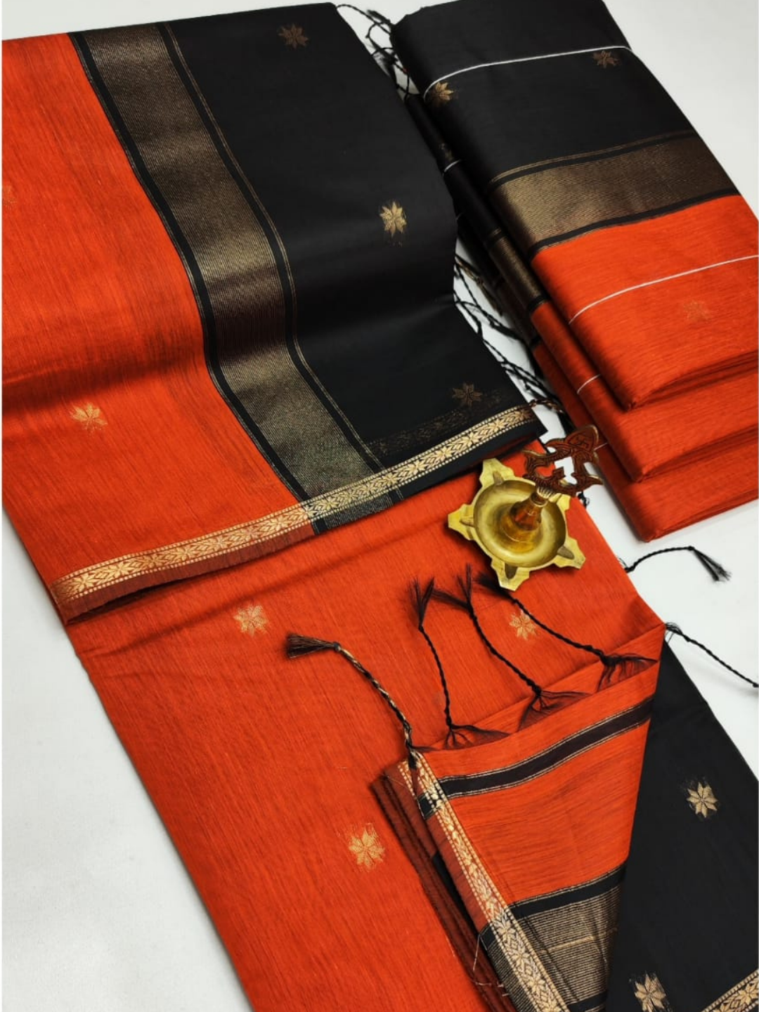 Maheshwari Silk Cotton Saree – Festive Elegance | Orange
