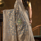 Floral woven design Silk blend Jacquard Saree | Steel Grey