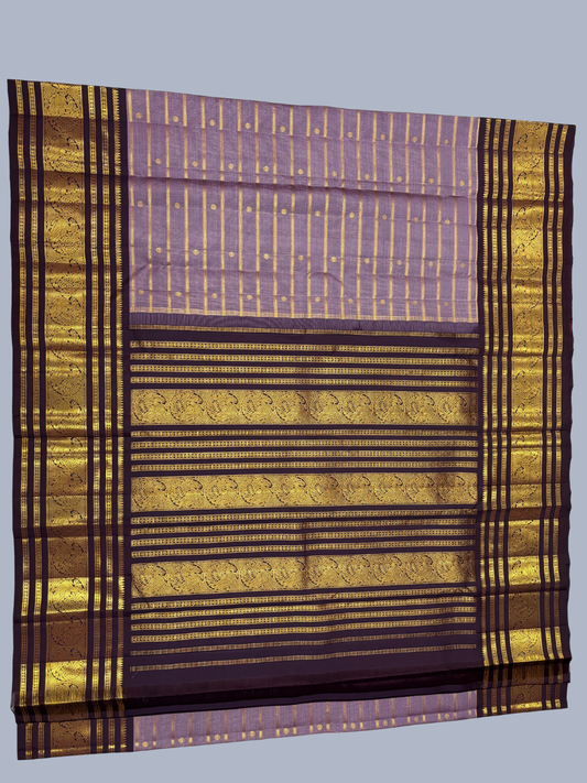 Pure Handwoven Gadwal Silk Saree With  Lavender - 017