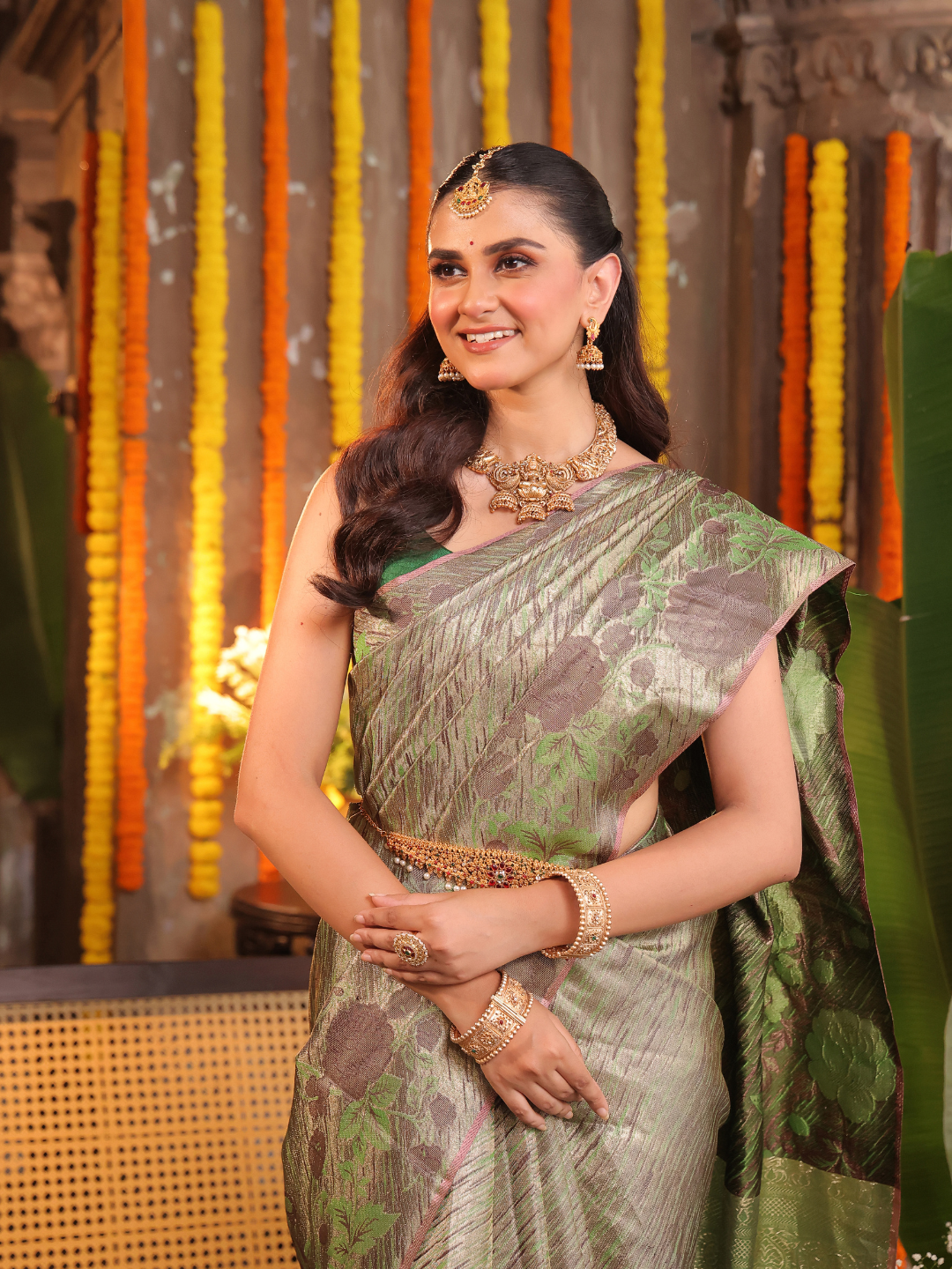 Silk Mark Certified Handloom Kanjivaram Silk Saree  |  Sage Green
