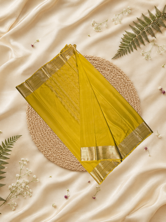 Mysore Silk Saree With Corn Yellow