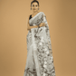 Kota Doria Handpainted Saree With Space Black - 002 - indeloom