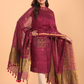 Maroon Linen Jamdani 2-Piece Set Kurti & Dupatta (UNSTITCHED) - 068