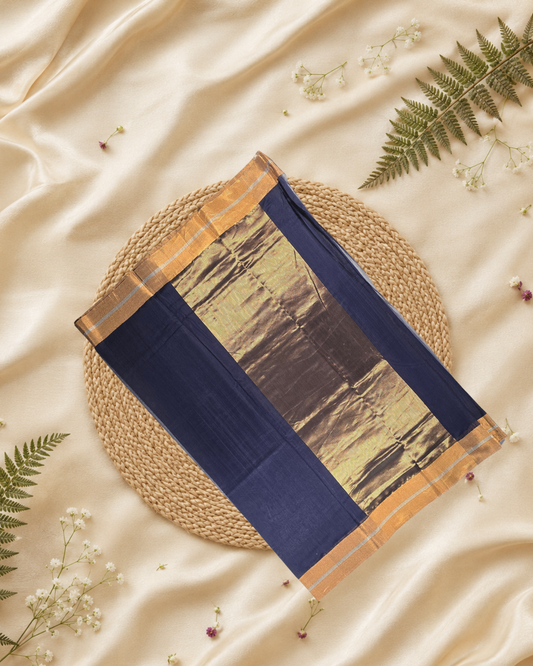 Handloom Chanderi Silk Cotton Saree  |  dark blue