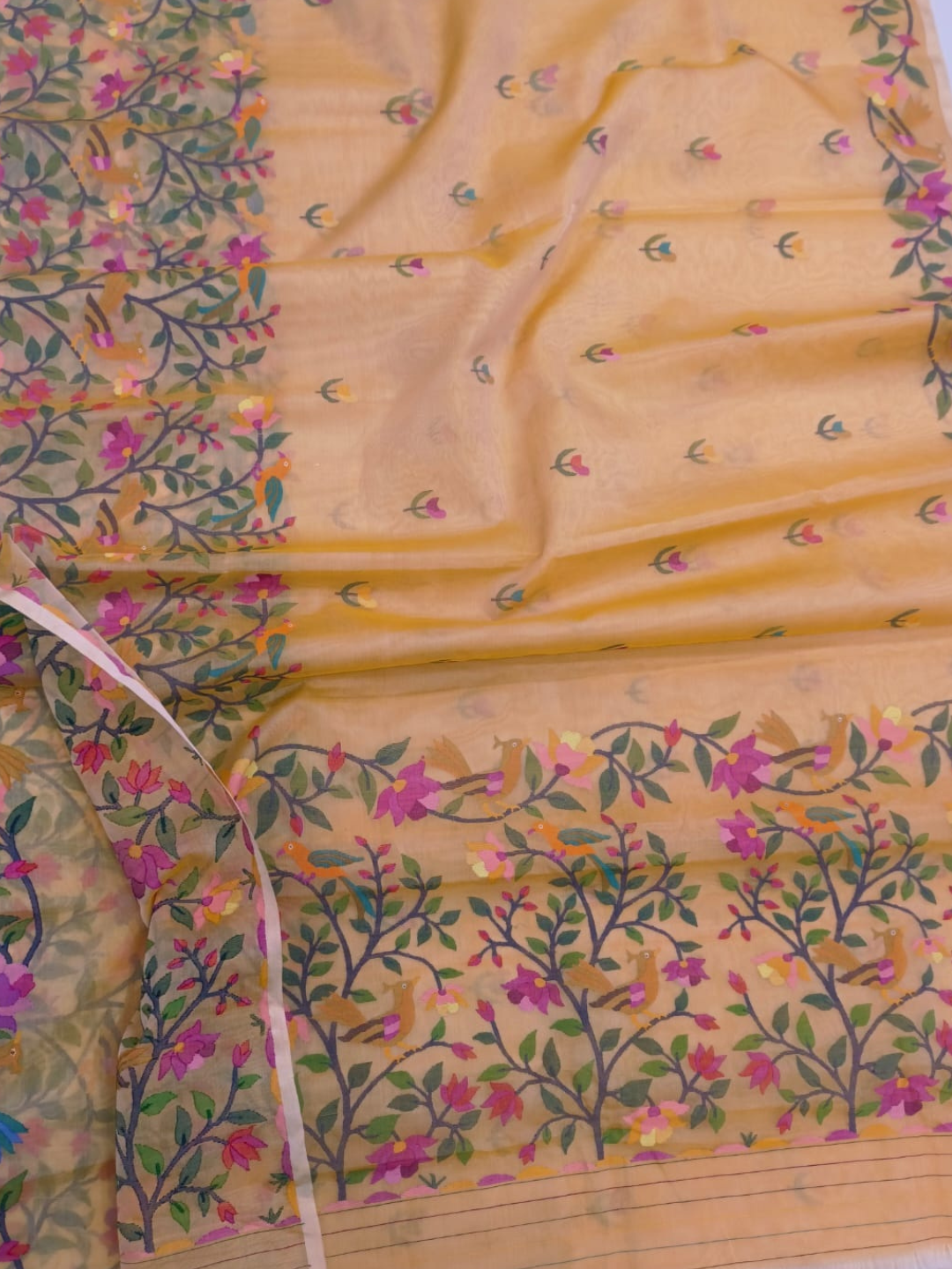 Handwoven Pure Handwoven Pure Muslin Saree  |  Peach Orange