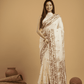 Linen White Tussar Silk Jamdani Saree - 044 - indeloom