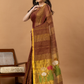 Handwoven Jamdani Silk Tissue Linen Saree | Copper Brown