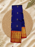 Handwoven Pure Gadwal Silk Saree  |  Berry Blue