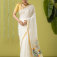 Handwoven Jamdani Muslin Saree | White | Plain Body with All-over Jamdani weaves