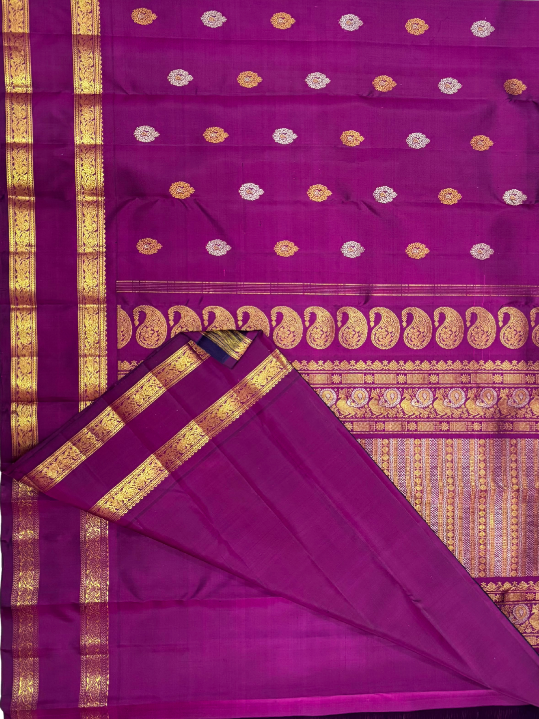 Handwoven Pure Gadwal Silk Saree  |  Mulberry Purple