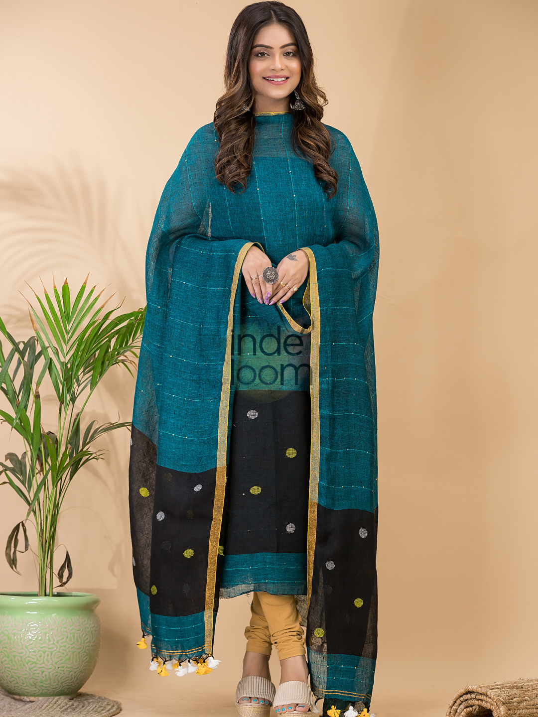 Mint Green Linen X Linen 2-Piece Set Kurti & Dupatta (UNSTITCHED) - 071