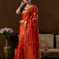 Classic Benarasi Semi Silk Saree | Bright Orange