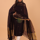 Wine Red Linen Jamdani 2-Piece Set Kurti & Dupatta (UNSTITCHED) - 060