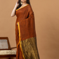 Pure Handloom Linen Saree | Rust Brown