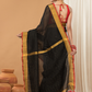 Linen Sequin Jamdani Saree With Super Black -004