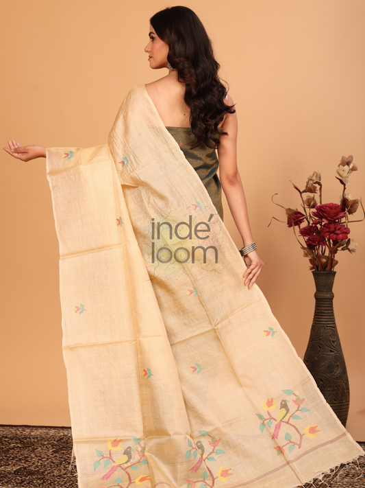 Pure Handloom Tussar Silk Jamdani Dupatta - 032