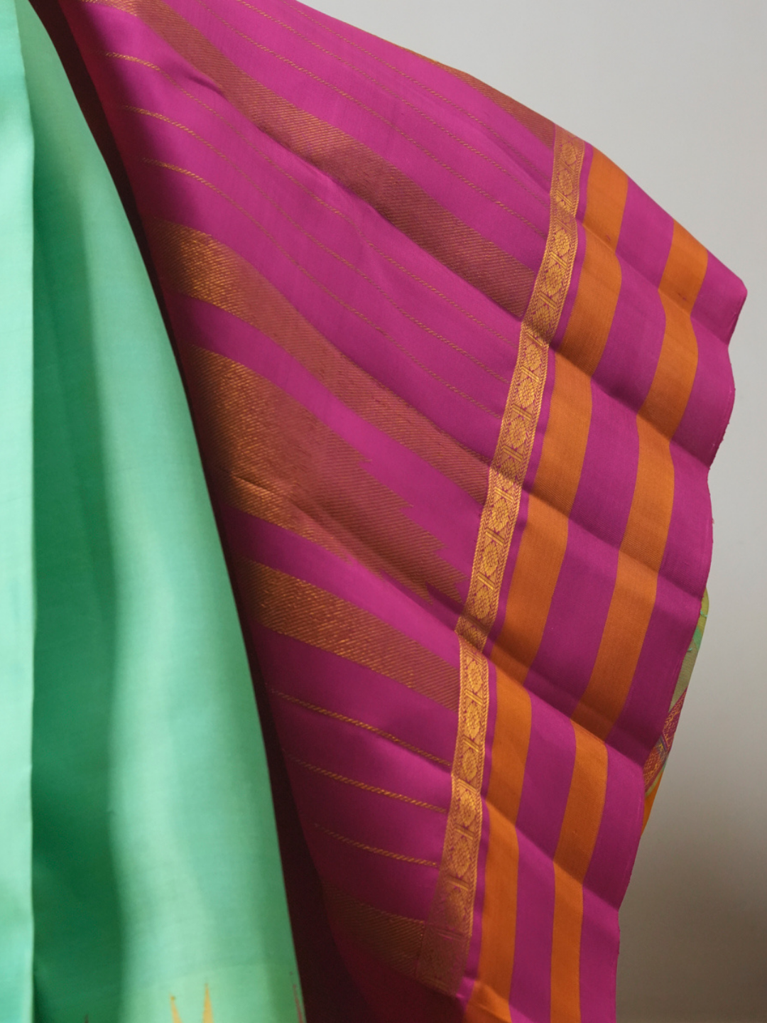Silk Mark Certified Handloom Kanjivaram Silk Saree  |  Seafoam Teal