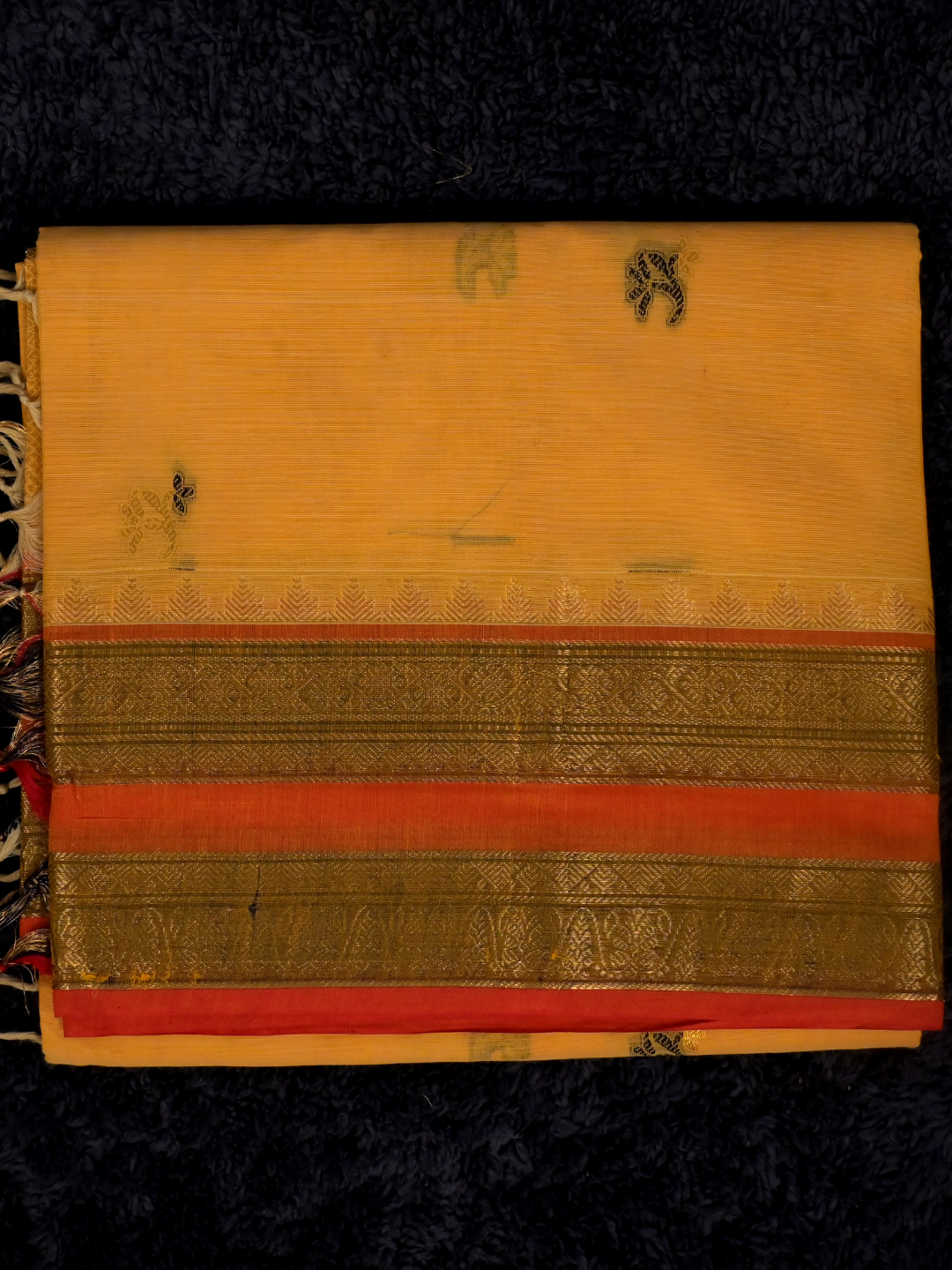 Kanchi Cotton|Yellow & Orange/ Olive Green