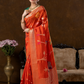 Classic Benarasi Semi Silk Saree | Bright Orange
