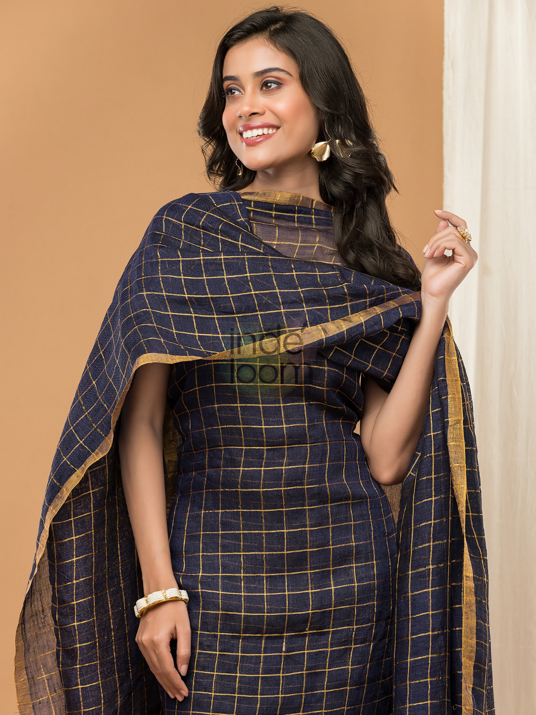 Blue with Golden color Jamdani 2-Piece Set Kurti & Dupatta (UNSTITCHED) - 156