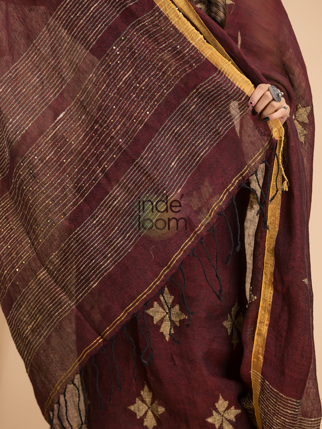 Marron Linen X Linen 2-Piece Set Kurti & Dupatta (UNSTITCHED) - 019