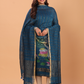Classic Blue Linen Jamdani 2-Piece Set Kurti & Dupatta (UNSTITCHED) - 074