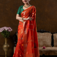 Classic Benarasi Semi Silk Saree | Bright Orange