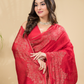 Matka Silk Jamdani Saree With Imperial Red - 026